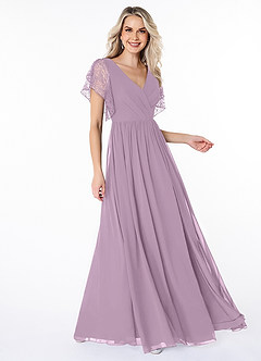 Azazie Zella Bridesmaid Dresses Wisteria A-Line Lace Chiffon Dress image3