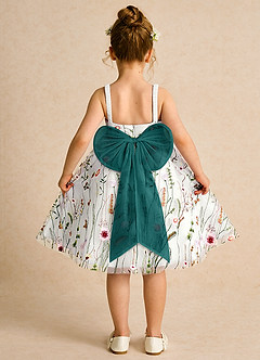 Azazie Peppa Flower Girl Dresses Ivory Peacock A-Line Sweetheart Neckline Tulle Dress image2
