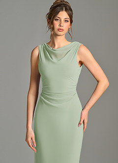 Azazie Kieryn Bridesmaid Dresses Dusty Sage Mermaid Pleated Chiffon Dress image6