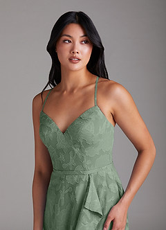 Azazie Naeem Bridesmaid Dresses Matcha A-Line Floral Burnout Dress image6