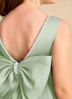 Azazie Jani Flower Girl Dresses Dusty Sage A-Line Bow Tulle Dress image6