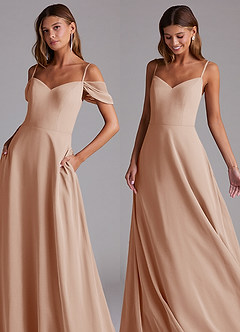 Azazie Marley Bridesmaid Dresses English Rose A-Line Off the Shoulder Chiffon Convertible Dress image7