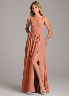 Azazie Rosaline Bridesmaid Dresses MAI TAI A-Line Side Slit Chiffon Dress image5
