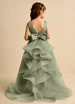 Azazie Lior Robe Demoiselle D'honneur Fillette Robe Princesse en Tulle Plissée Pistache image8