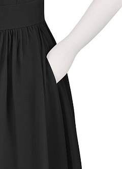 Azazie Molly Junior Vestido Preto de Chiffon de Linha A com Plissado image10