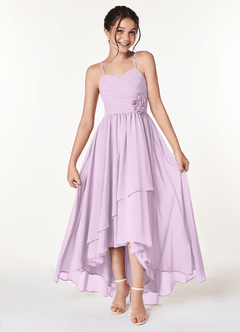 Azazie Catalina Junior Frosted Lilac A-Line Ruched Chiffon Dress image1