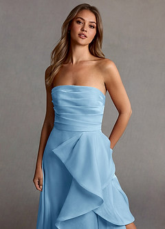 Kalista Mint Blue Satin Faced Chiffon Prom Dress image5