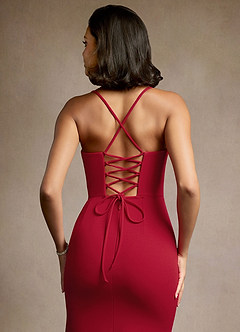 Kaya Cherry Red Lace Up Maxi Dress image4