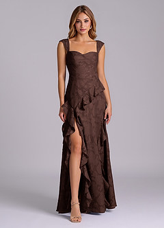 Azazie Sloane Bridesmaid Dresses Ganache A-Line Sweetheart Neckline Floral Burnout Dress image1