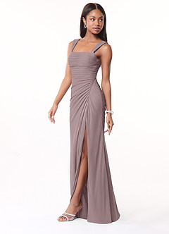 Azazie Jesaphine Bridesmaid Dresses Dusk Sheath Ruched Mesh Dress image4