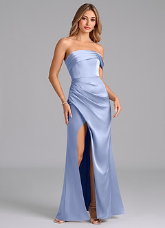 Azazie Lisbeth Bridesmaid Dresses Ice Mermaid Off the Shoulder Stretch Satin Convertible Dress image4