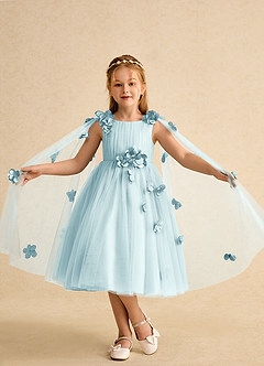 Azazie Staria Blumenmädchenkleider Ballkleid Gestreift Tüll Kleid Seegrün image4