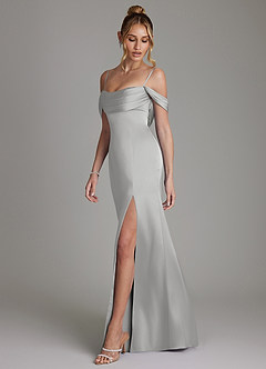 Azazie Nira Brudepigekjoler Havfrue Korset Stræk satin Gulv-længde Kjole image7