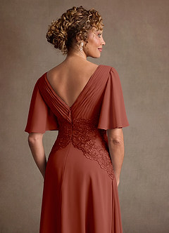Azazie Milliat Klänningar till brudens mor Klä A-Line i Chiffong Spets Kastanjebrunt image6
