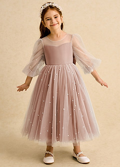 Azazie Trudy Flower Girl Dresses Bronzer Ball-Gown Sweetheart Neckline Tulle Dress image3