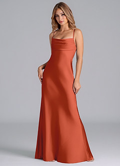 Azazie Seema Suknie dla druhen Syrena Gorset Satyna elastyczna Do ziemi Sukienka image3