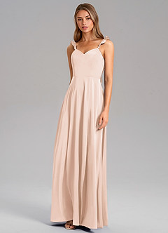 Azazie Everett Bridesmaid Dresses Blushing Pink A-Line Stretch Satin Dress image4