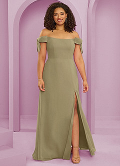 Barbie ♥ Azazie Bridesmaid Dresses Moss Green A-Line Off the Shoulder Chiffon Convertible Dress image7