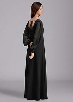 Azazie Bondi Junior Jurk van Chiffon met A-Lijn Blouson Zwart image6