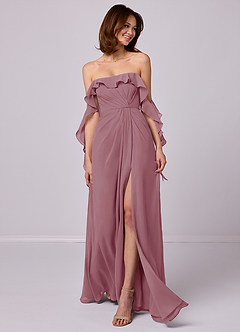 Barbie ♥ Azazie Bridesmaid Dresses Vintage Mauve A-Line Off the Shoulder Chiffon Convertible Dress image1