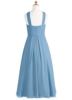 Azazie Kaleigh Junior Steel Blue A-Line Pleated Chiffon Dress image8