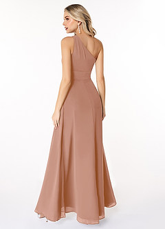 Azazie Dallas Bridesmaid Dresses Champagne Rose A-Line One Shoulder Chiffon Dress image2