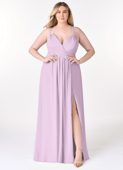 Azazie Farren Bridesmaid Dresses Frosted Lilac A-Line Pleated Chiffon Convertible Dress image10
