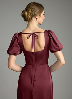 Azazie Fyona Brudtärnklänningar Klä av A-Linje i Stretch Satin Plisserad Cabernet image8