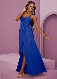 Barbie ♥ Azazie Bridesmaid Dresses Royal Blue A-Line Pleated Chiffon Dress image13