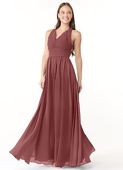 Azazie Glenna Final Sale A-Line Pleated Chiffon Floor-Length Dress image1