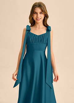 Azazie Halley Junior Klä av A-Line i Stretch Satin Rosett image6