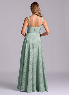 Azazie Shaude Brautjungfernkleider A-Linie Plissee Blumen-Burnout Kleid Agave image2