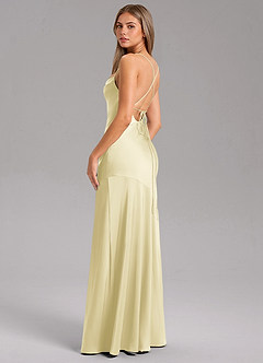 Azazie Grata Bridesmaid Dresses Lemon Sorbet Mermaid Side Slit Stretch Satin Dress image7
