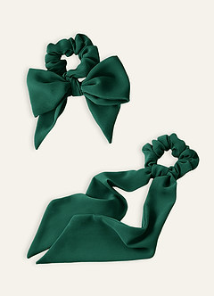 front Matching Color Chiffon Multiway Hair Scarf Scrunchie Set 2Pack