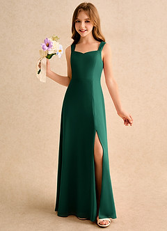 Azazie Makani Girls Formal Flower Girl Dresses Emerald A-Line Sweetheart Neckline Chiffon Dress image1