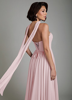Azazie Petra Bridesmaid Dresses Blushing Pink A-Line Corset Chiffon Dress image9