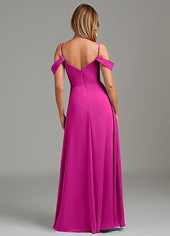 Azazie Julianne Brautjungfernkleider Eine Linie Schulterfrei Chiffon Kleid Fuchsia image4