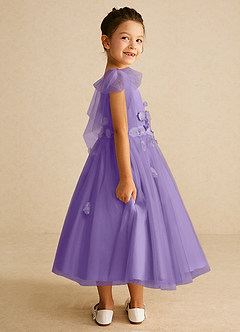 Azazie Minia Flower Girl Dresses Tahiti A-Line Bow Matte Satin Dress image2