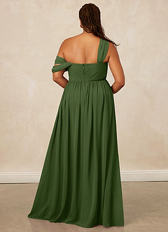 Christian Siriano Bridal for Azazie 1014 Robes de demoiselle d'honneur Robe Trapèze en Mousseline de soie Épaule décolletée Olive image9
