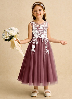 Azazie Sundae Flower Girl Dresses Desert Rose Ball-Gown Lace Dress image1