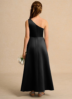 Azazie Taffy Girl vestidos de niña de las flores Vestido de Negro de Satin Mate de Corte En A con Encaje image2