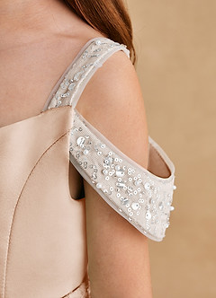 Azazie Judi Blumenmädchenkleider A-Linie Matte Satin Kleid Englisches Rosa image5