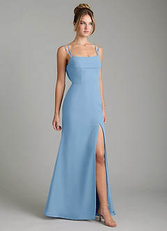 Azazie Egypt Bridesmaid Dresses Powder Blue Sheath Sweetheart Neckline Chiffon Dress image5