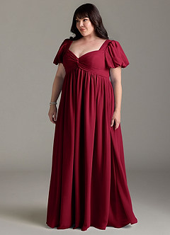 Azazie Madisynn Brautjungfernkleider für Schwangere Schleifen Chiffon Bodenlänge Kleid image8