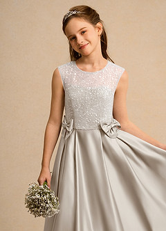 Azazie Candy Girl Flower Girl Klänningar Klä Balklänning i Matt satäng Rosett image8