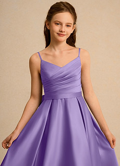 Azazie Sweets Junior Formal Jurken voor bloemenmeisjes A-Lijn Jurk van Mat Satijn Geplooid Tahiti image6