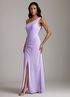 Azazie Madelyn Bridesmaid Dresses Lilac Mermaid One Shoulder Chiffon Convertible Dress image5