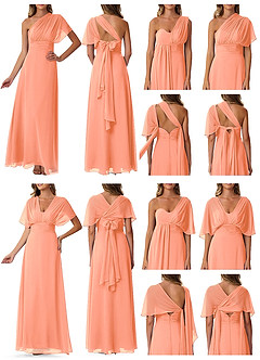 Azazie Fifi Jurken voor bruidsmeisjes Converteerbaar Jurk van Chiffon met A-Lijn Strapless Zonsondergang image10