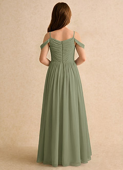 Azazie Chelo Girls Formal Jurken voor bloemenmeisjes A-Lijn Jurk van Chiffon Geplooid Pistache image2