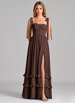 Azazie Anastacia 신부 들러리 드레스 A라인 스윗하트 네크라인 쉬폰 바닥 길이 드레스 image13